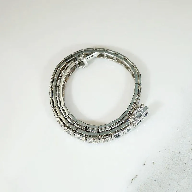 Refined Diamond & Sapphire Art Deco Line Bracelet