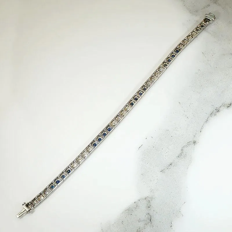 Refined Diamond & Sapphire Art Deco Line Bracelet