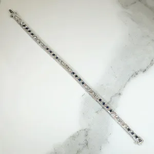 Refined Diamond & Sapphire Art Deco Line Bracelet