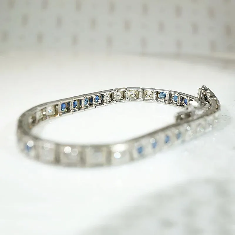 Refined Diamond & Sapphire Art Deco Line Bracelet