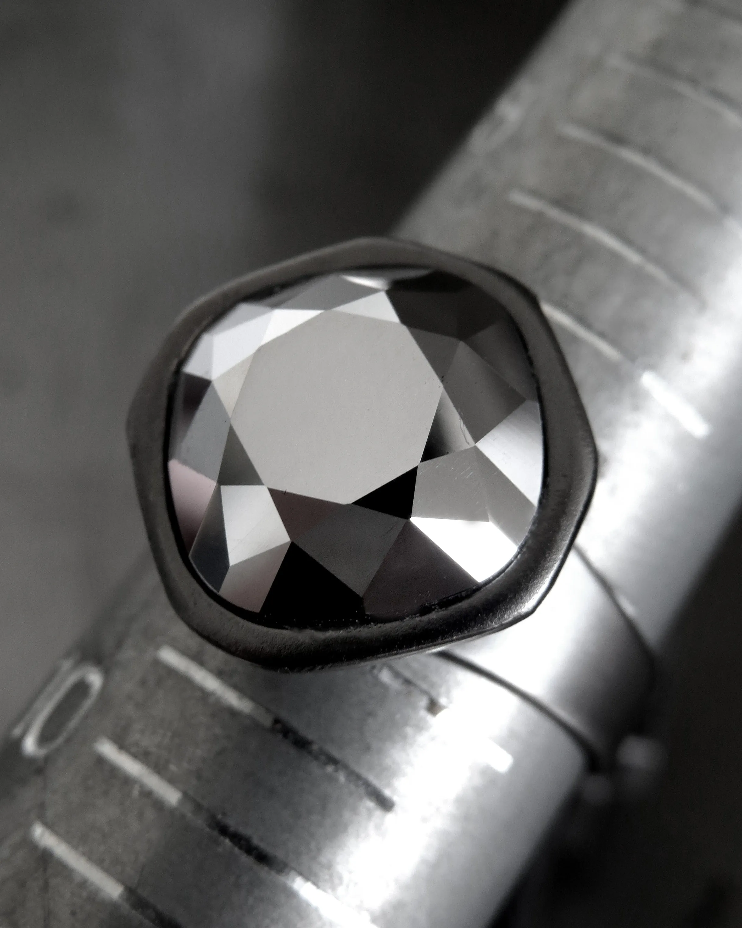 REFRACT - Metallic Silver 'Chrome' Crystal Ring
