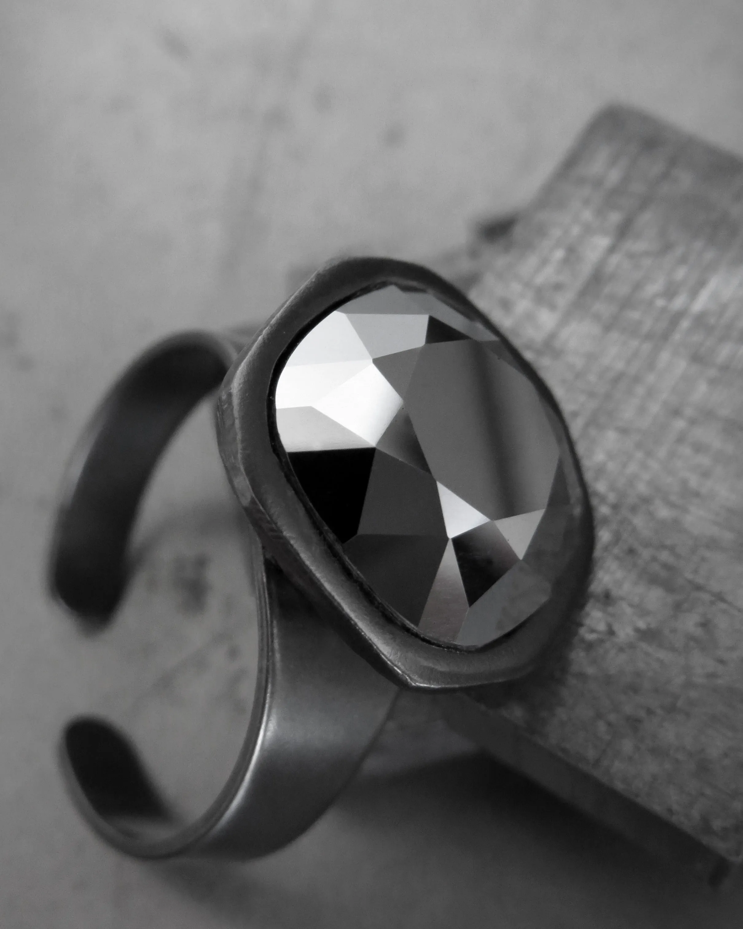 REFRACT - Metallic Silver 'Chrome' Crystal Ring