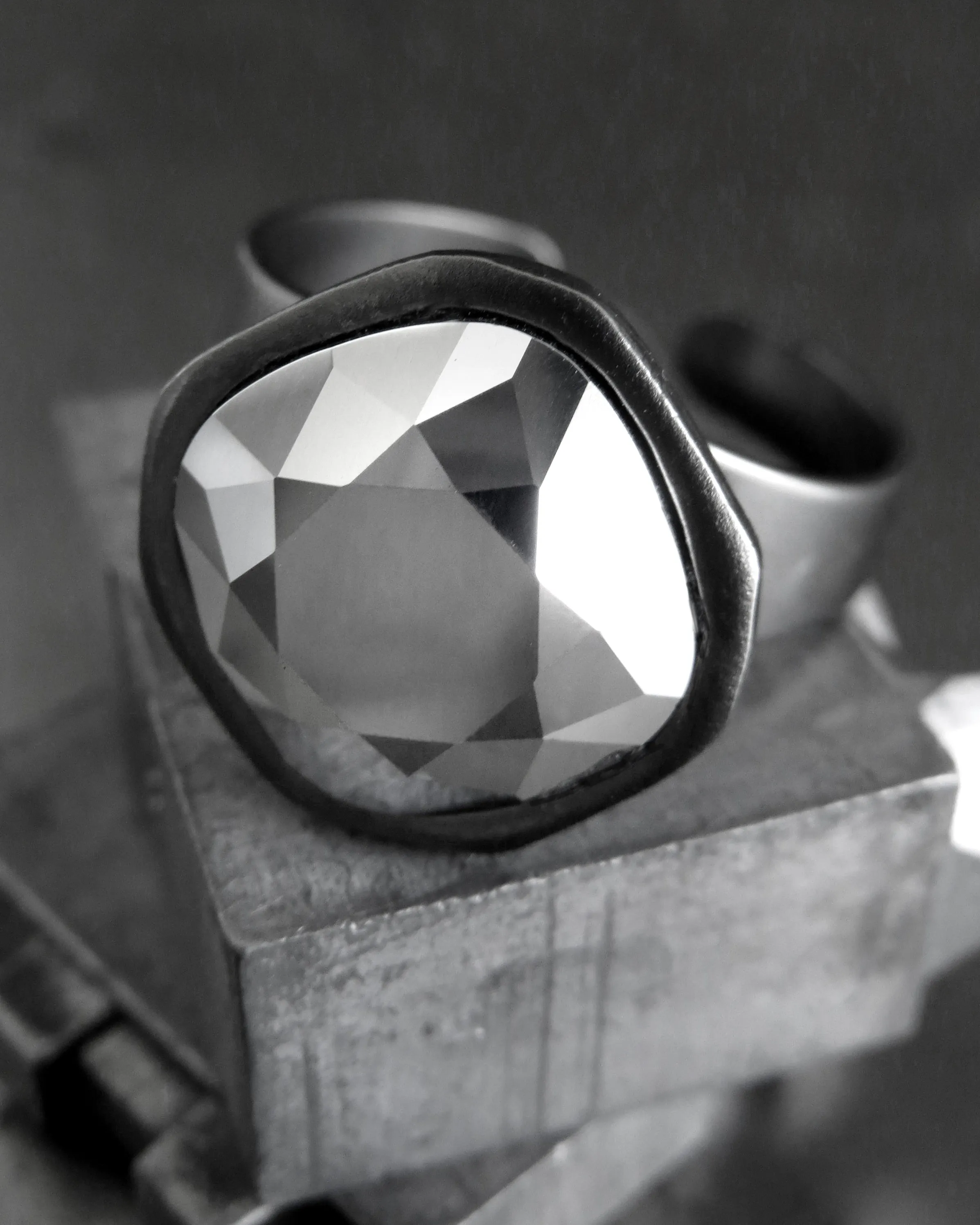 REFRACT - Metallic Silver 'Chrome' Crystal Ring