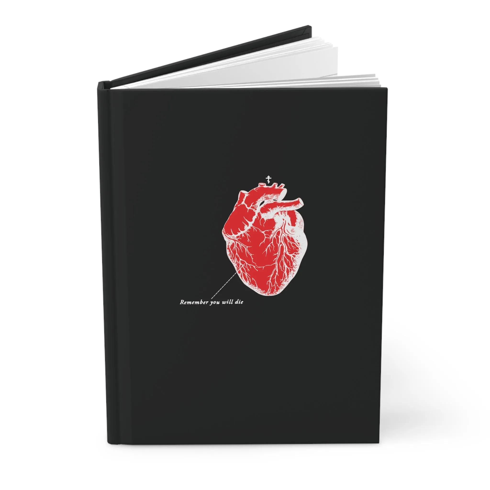 Remember You Will Die | Retro Medical Textbook Heart Design | Inverted Shadows | Orthodox Christian Hardcover Blank Journal