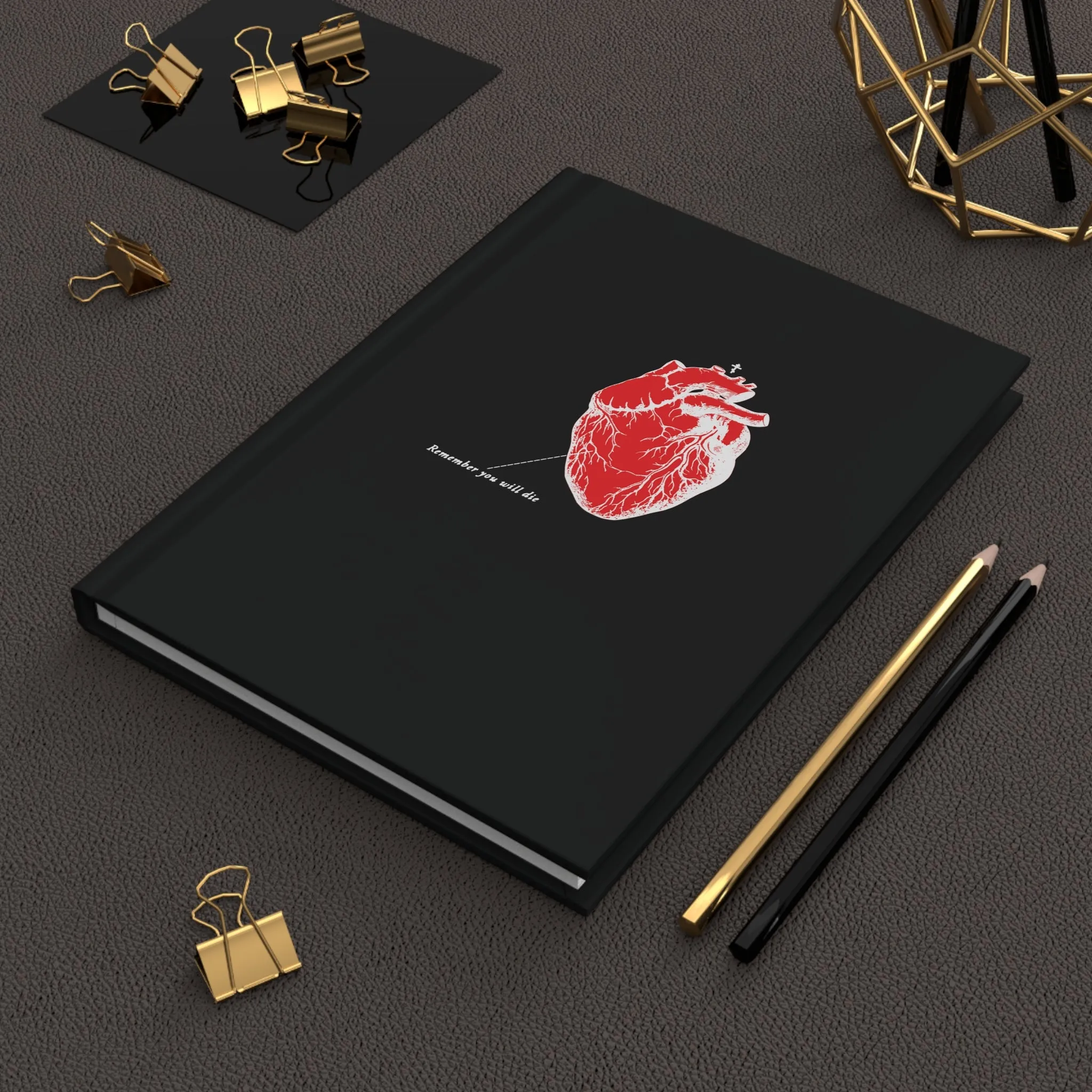 Remember You Will Die | Retro Medical Textbook Heart Design | Inverted Shadows | Orthodox Christian Hardcover Blank Journal