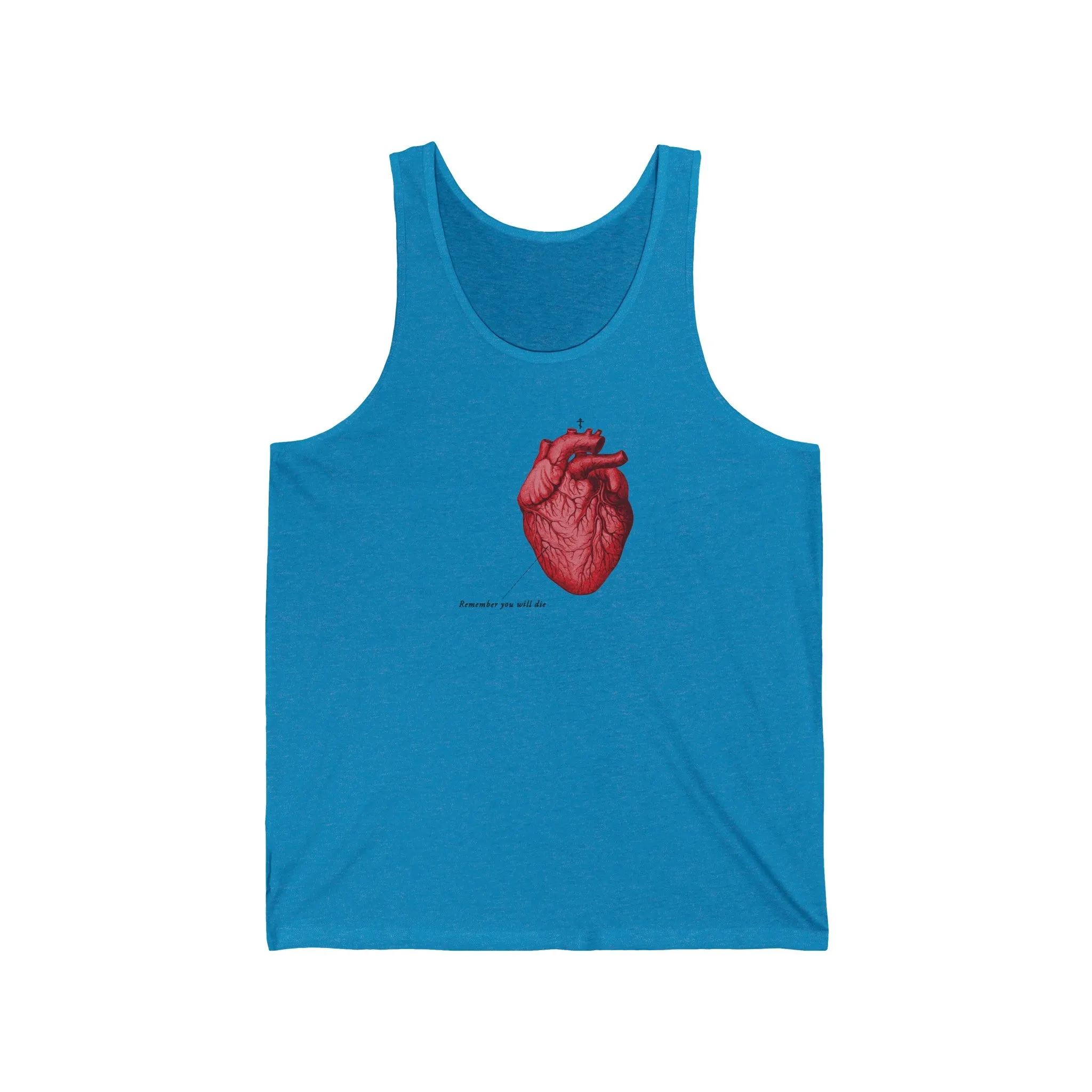 Remember You Will Die Retro Medical Textbook Heart Design | Orthodox Christian Jersey Tank Top / Sleeveless Shirt