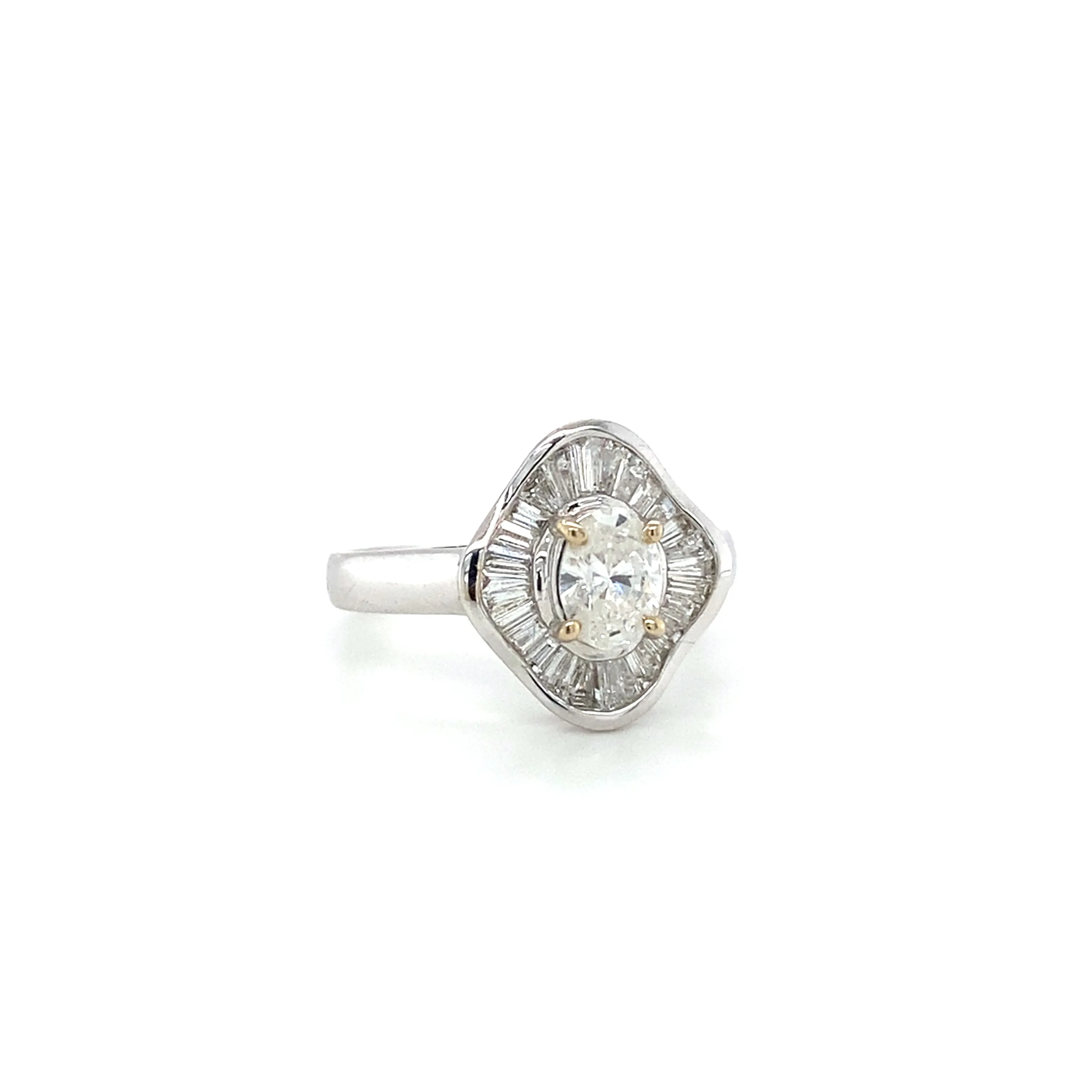 Retro Oval Kite Shaped Halo Ring