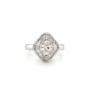 Retro Oval Kite Shaped Halo Ring