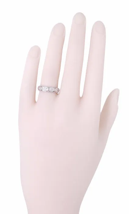 Rockfall Platinum Vintage Art Deco Diamond Wedding Ring - Size 5.5