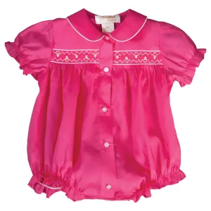 Rose Pink English Smocked Girl Bubble
