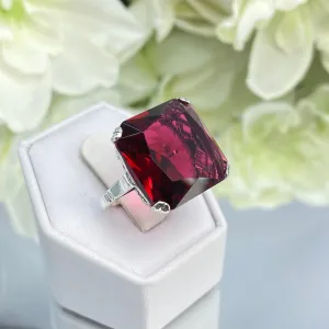 Ruby Ring, Size 8, 20ct Big Huge Square Gem, Vintage Jewelry #D1 - Ready to Ship