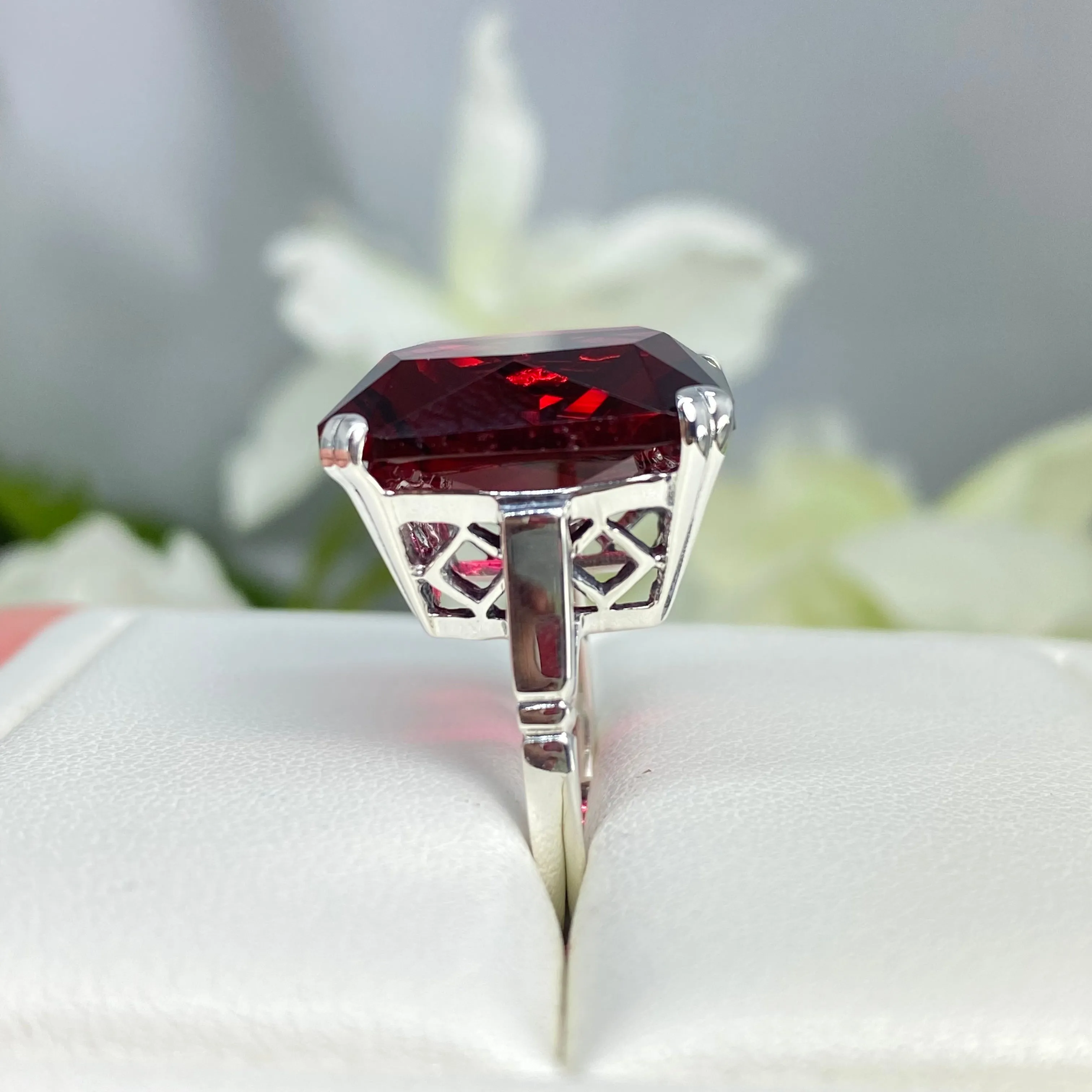 Ruby Ring, Size 8, 20ct Big Huge Square Gem, Vintage Jewelry #D1 - Ready to Ship