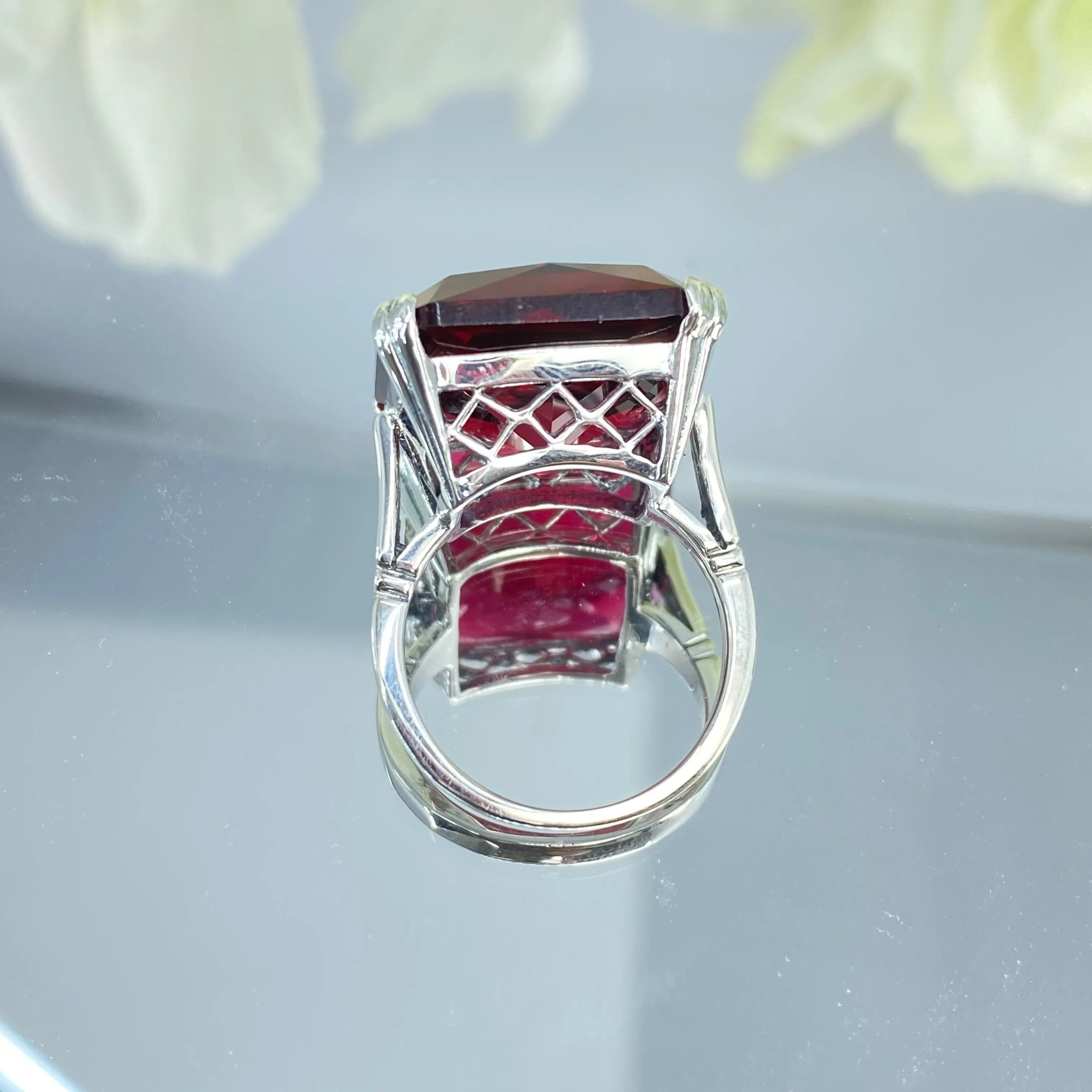 Ruby Ring, Size 8, 20ct Big Huge Square Gem, Vintage Jewelry #D1 - Ready to Ship