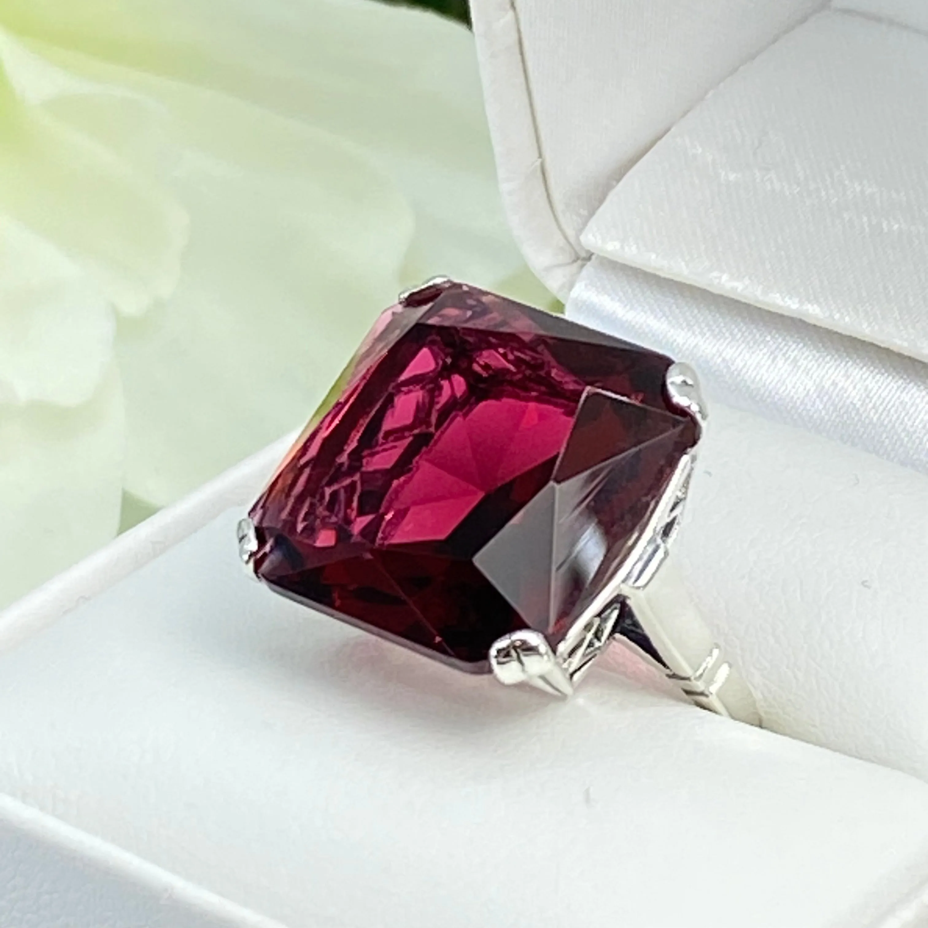 Ruby Ring, Size 8, 20ct Big Huge Square Gem, Vintage Jewelry #D1 - Ready to Ship