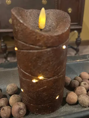 Rused wire wrapped Pillar Candle