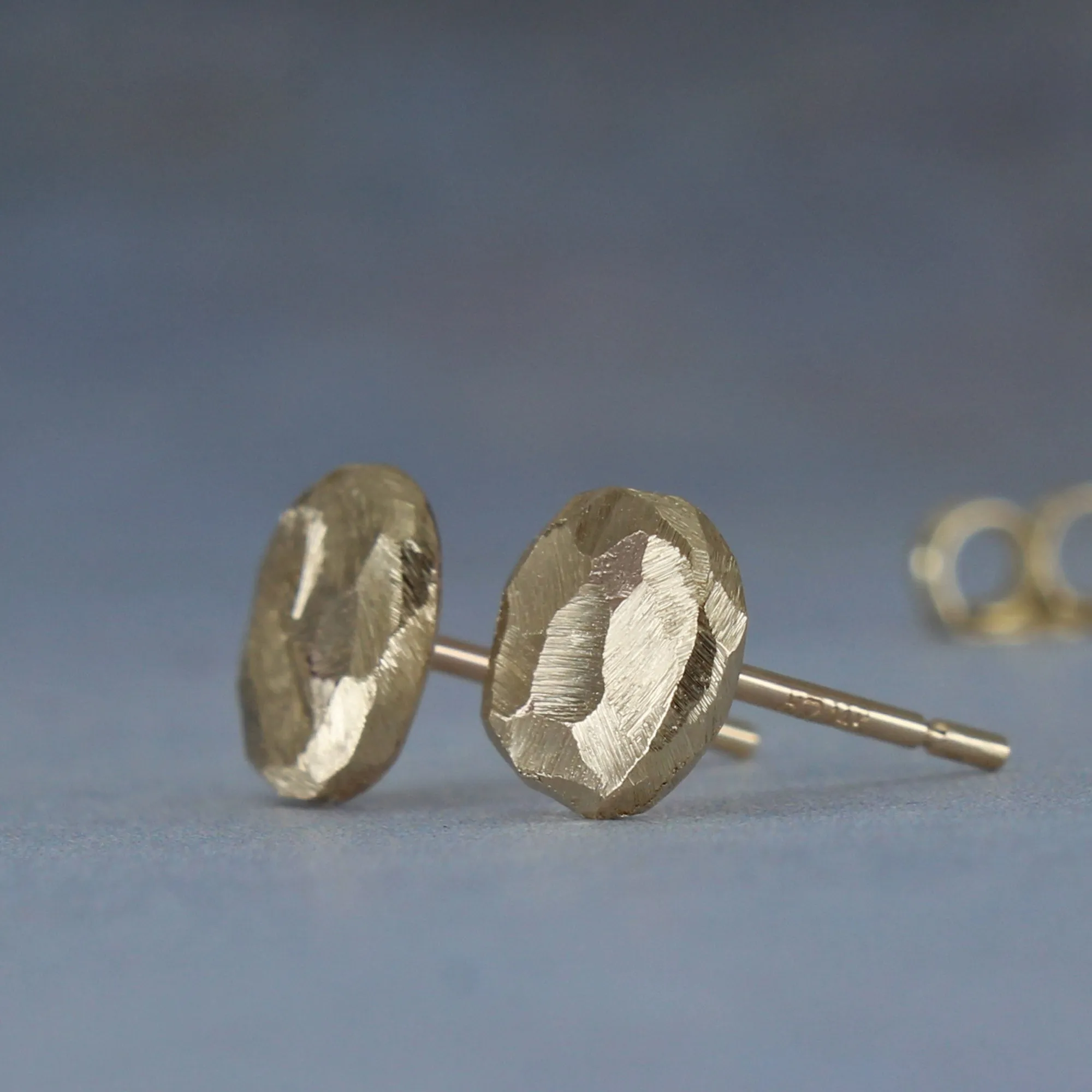 Rustic 14k gold post earrings