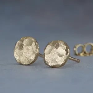 Rustic 14k gold post earrings