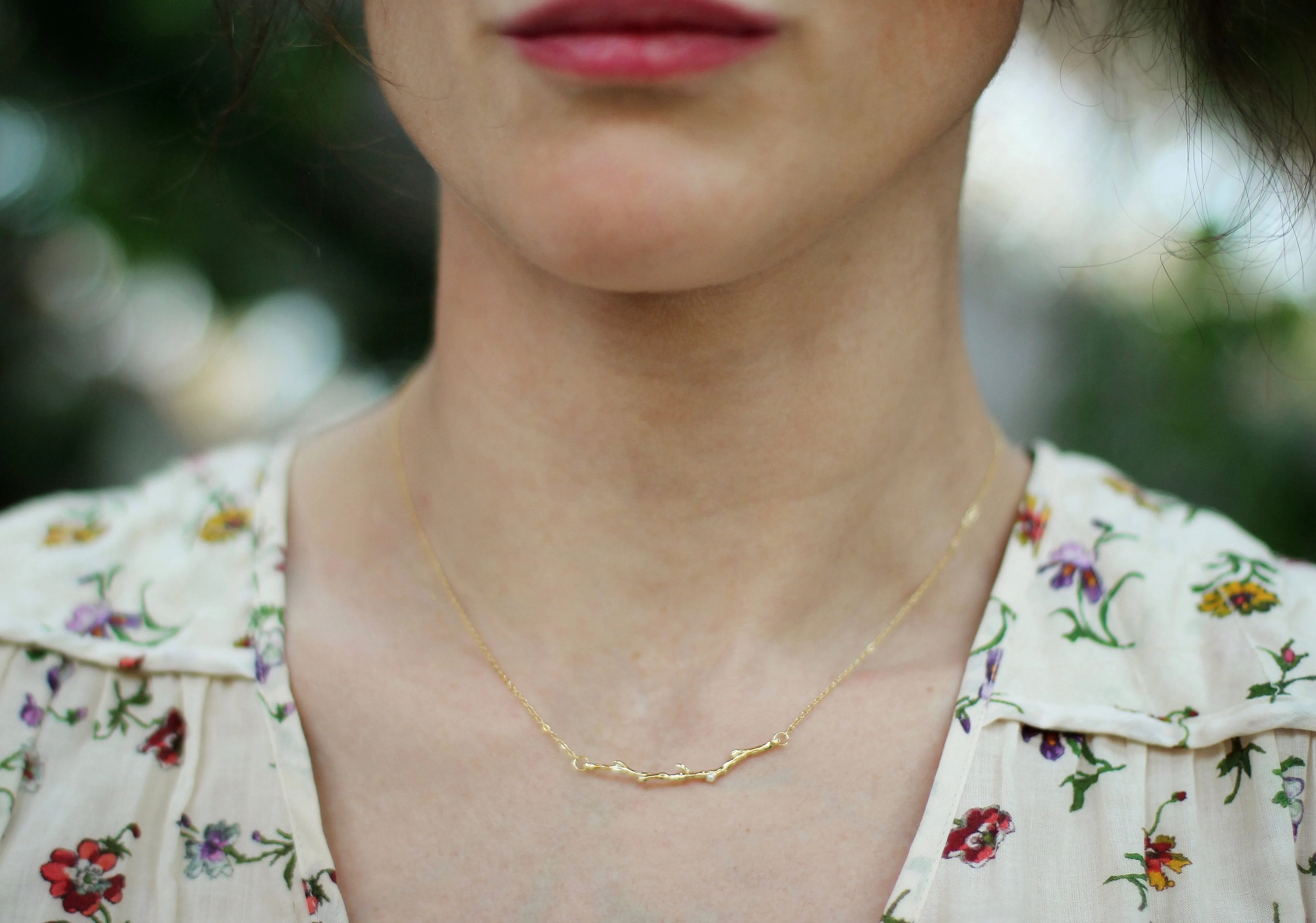 Rustic Branch with Pearls Necklace