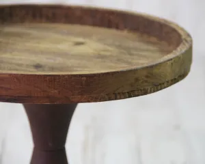 Rustic brown wooden round pedestal tray