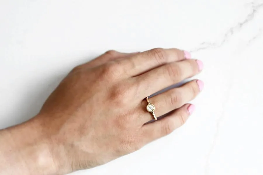 Rustic Carved GIA Diamond Ring