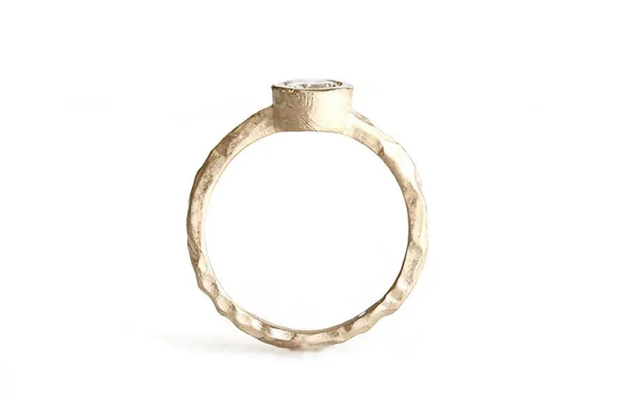 Rustic Carved GIA Diamond Ring