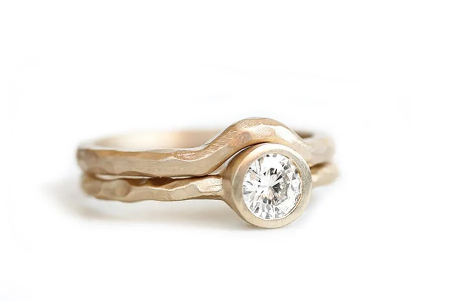 Rustic Carved GIA Diamond Ring