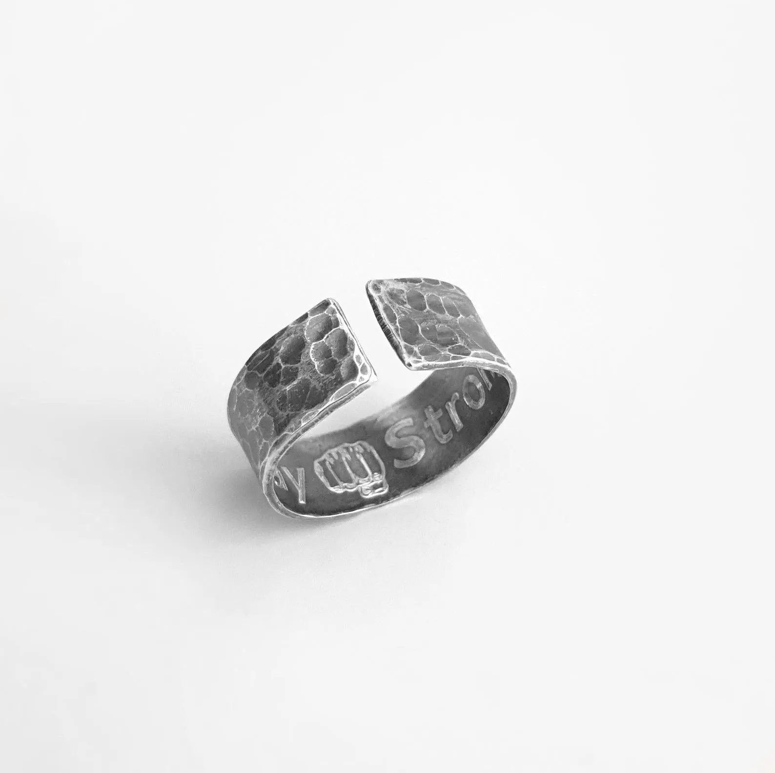Rustic Cross Ring for Men Hammered Oxidized Sterling silver