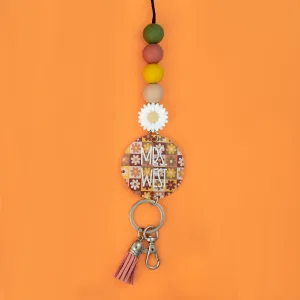 Rustic Petals Printed Acrylic Beaded Lanyard