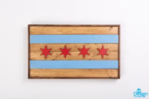 Rustic Wooden 3D Chicago Flag Wall Art