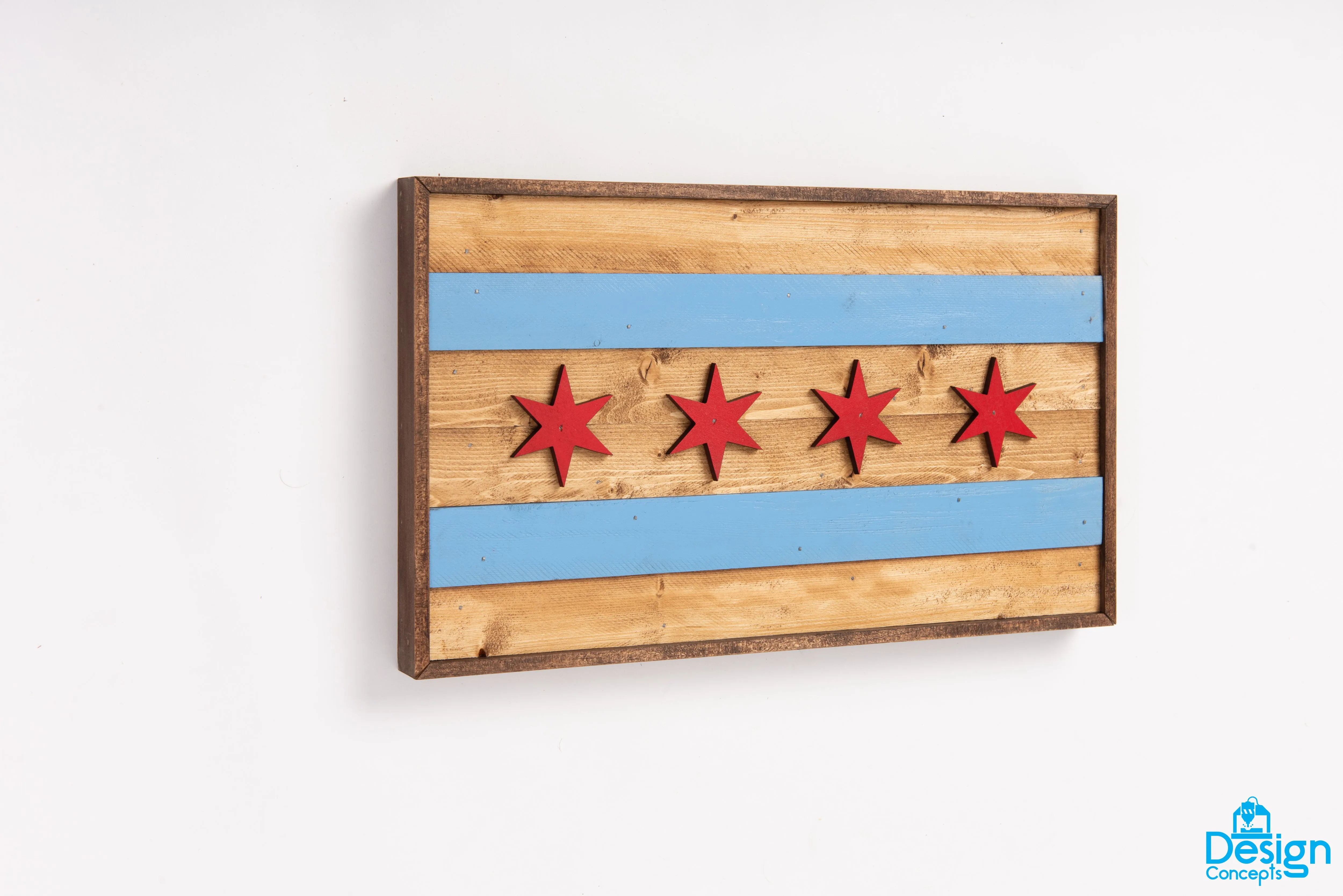 Rustic Wooden 3D Chicago Flag Wall Art