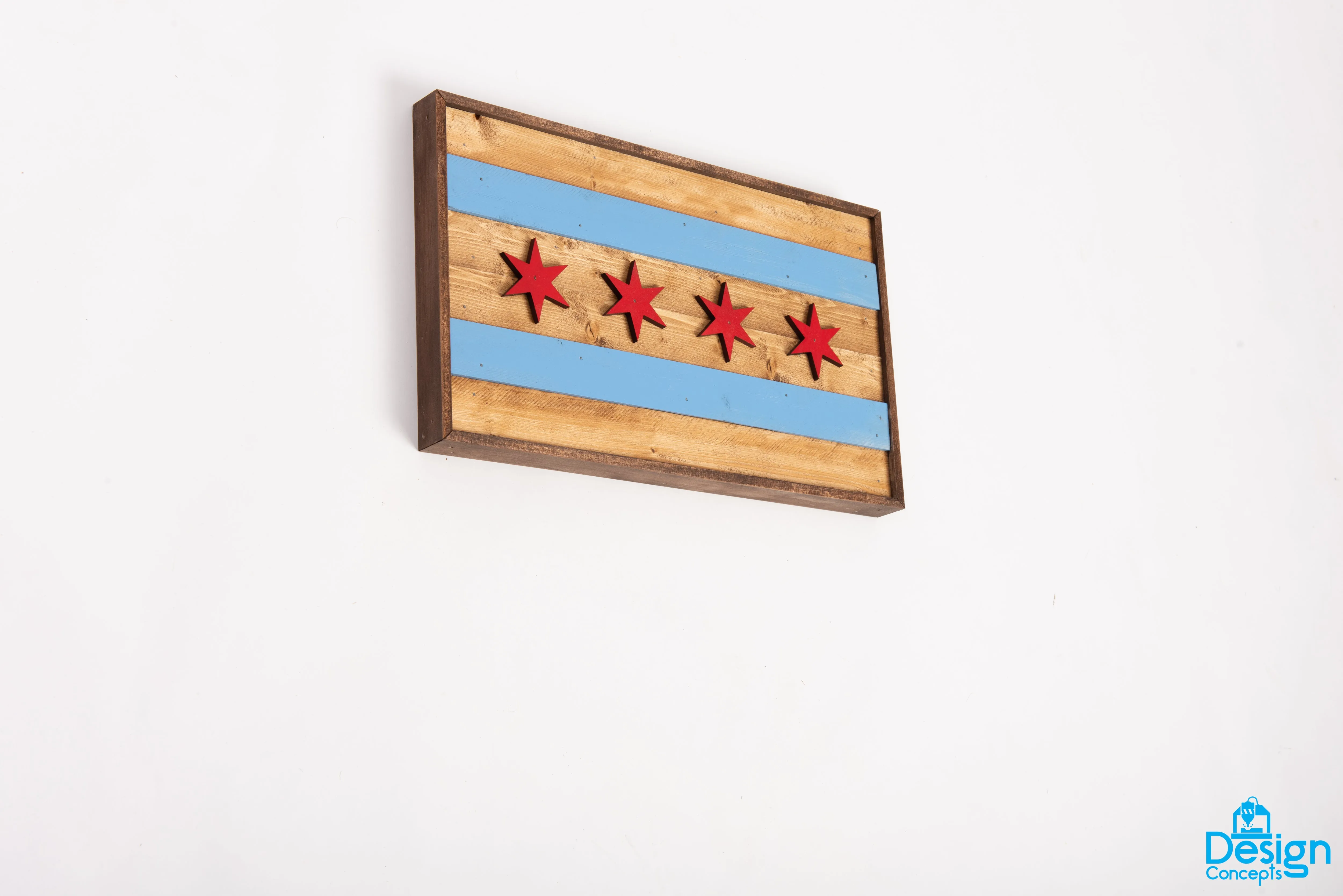 Rustic Wooden 3D Chicago Flag Wall Art