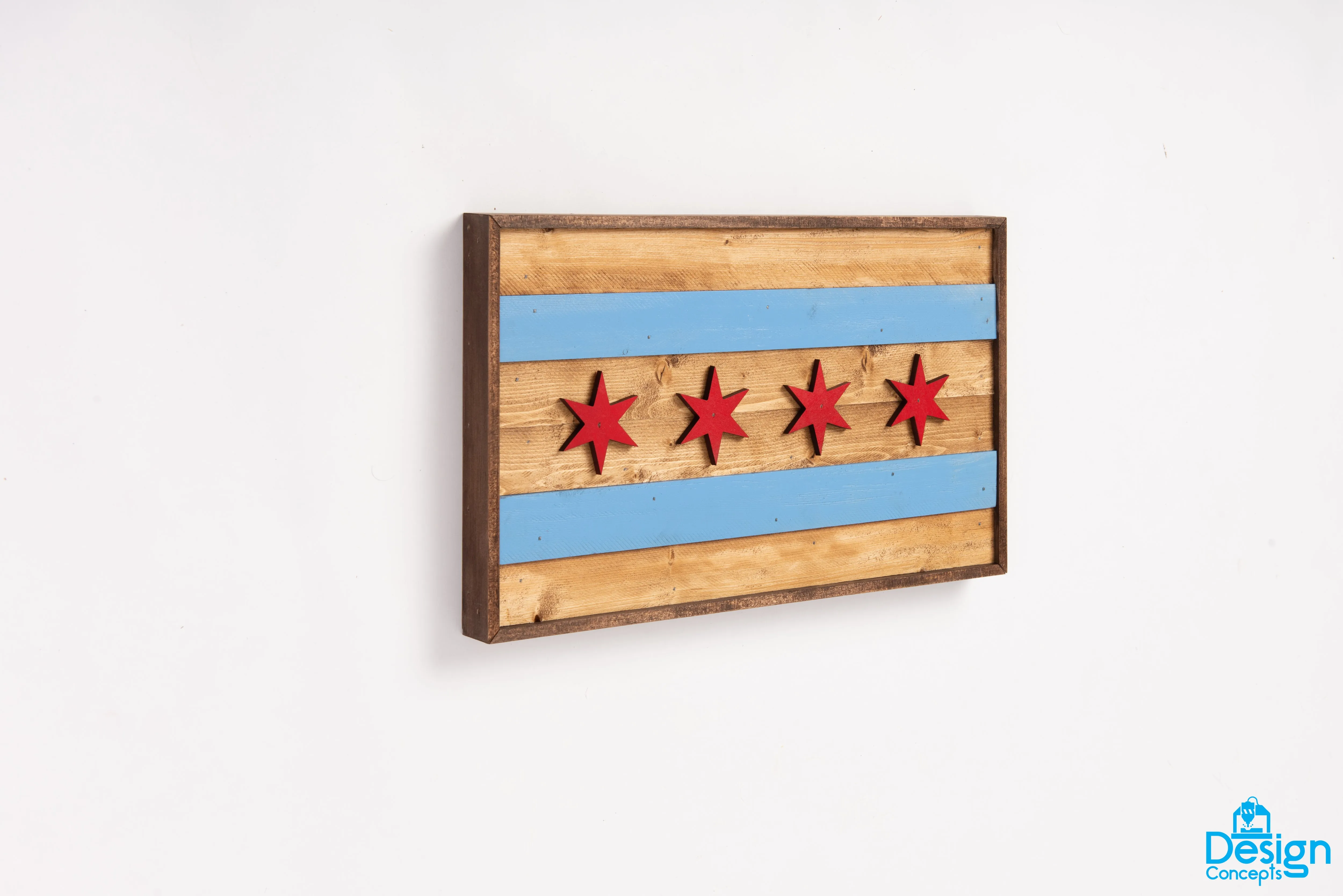 Rustic Wooden 3D Chicago Flag Wall Art