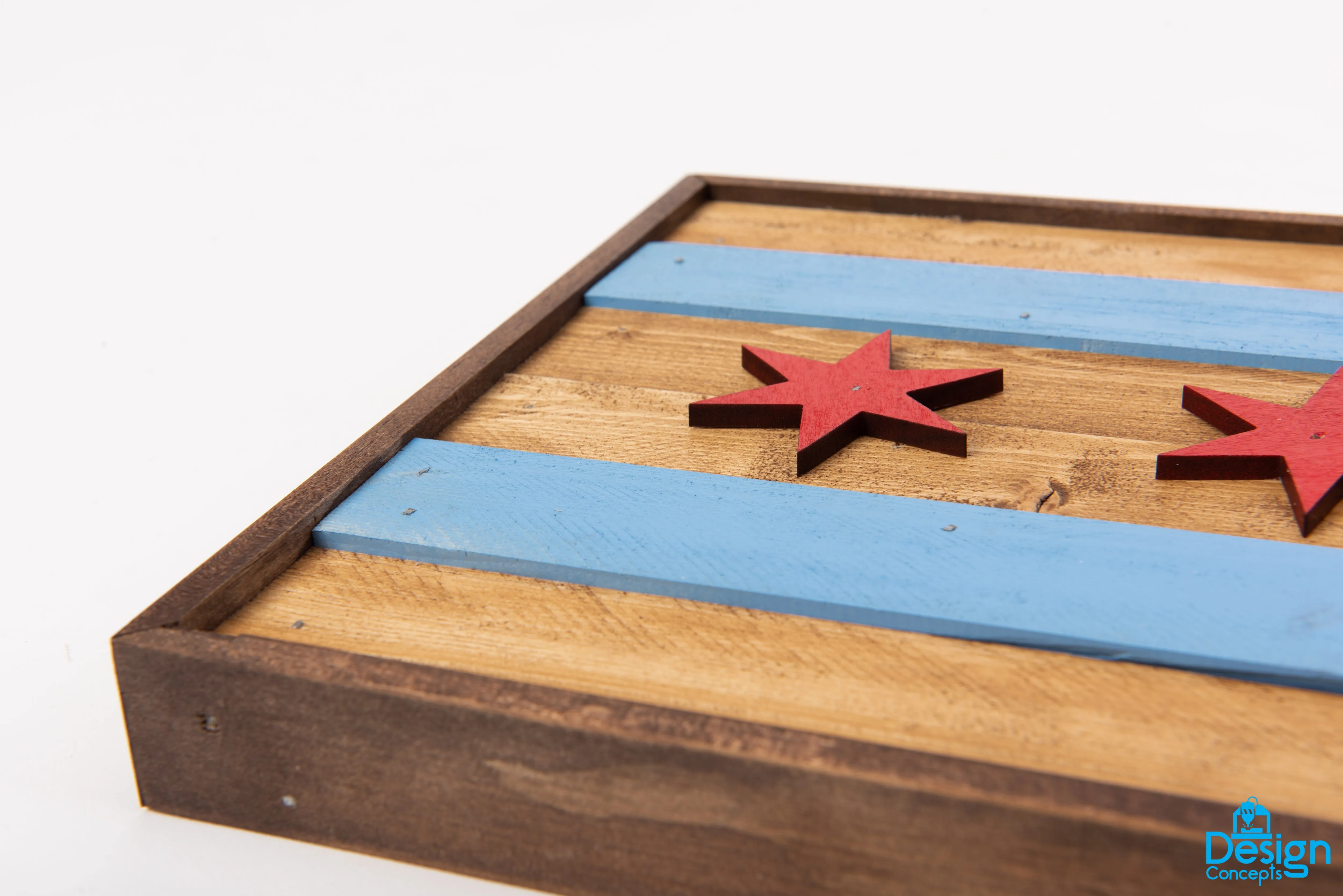 Rustic Wooden 3D Chicago Flag Wall Art