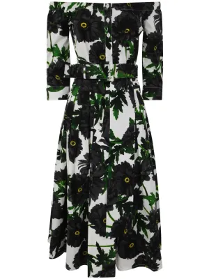 SAMANTHA SUNG Audrey Off Shoulder 3/4 Sleeves Long Dress
