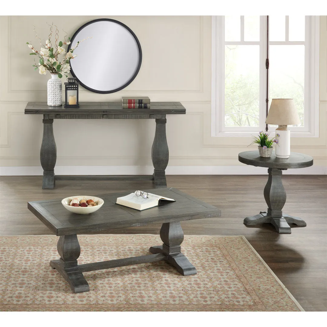 Sarcoline Solid Wood Pedestal Coffee Table The Twillery Co.® Table Top Color/Table Base Color: Gray