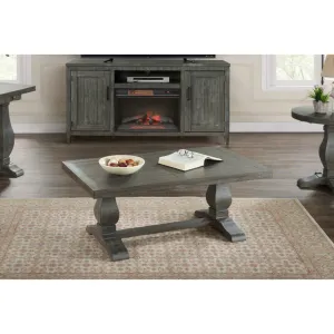 Sarcoline Solid Wood Pedestal Coffee Table The Twillery Co.® Table Top Color/Table Base Color: Gray
