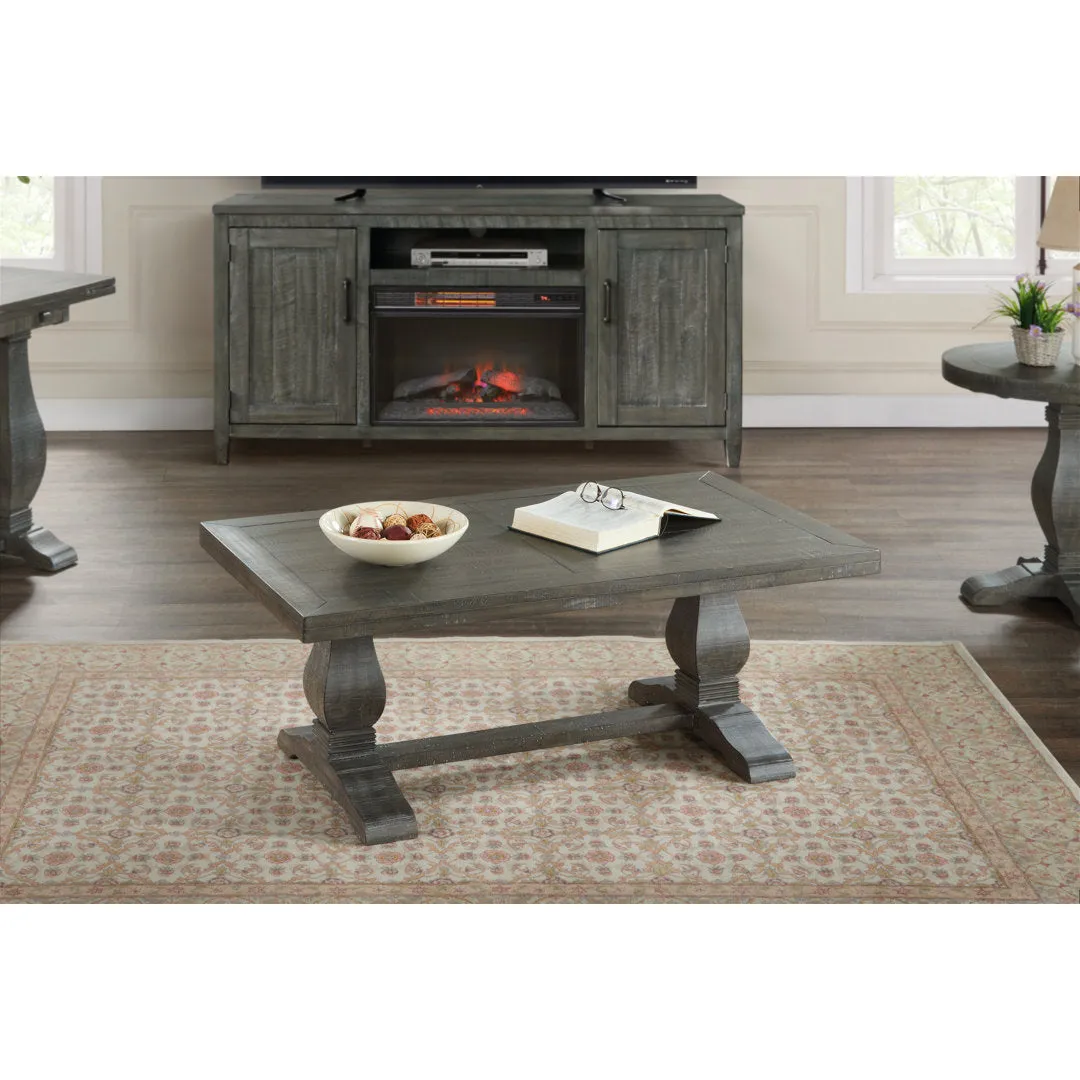 Sarcoline Solid Wood Pedestal Coffee Table The Twillery Co.® Table Top Color/Table Base Color: Gray