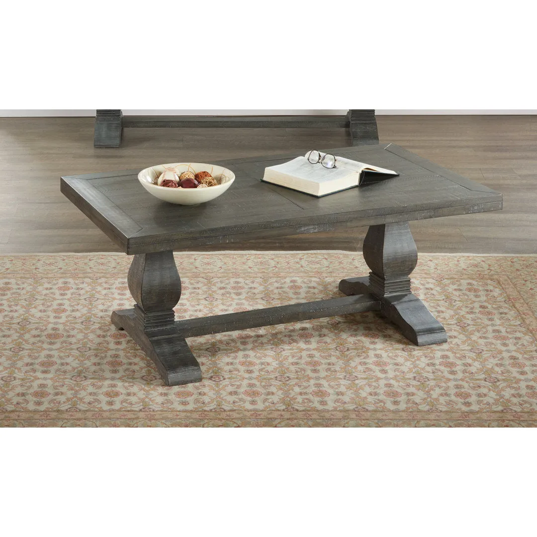 Sarcoline Solid Wood Pedestal Coffee Table The Twillery Co.® Table Top Color/Table Base Color: Gray