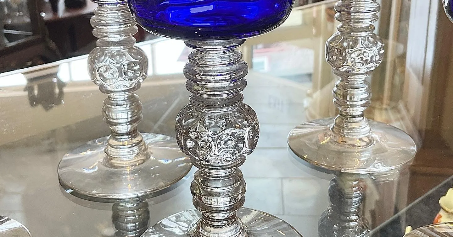 Set of 8 Art Deco Heisey Glass Water Goblets “Spanish” Pattern