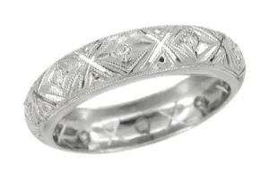Seymour Art Deco Vintage Diamond Wedding Band in Platinum - Size 6 1/2