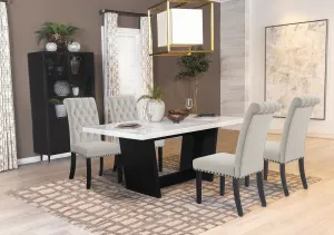Sherry 5-piece Rectangular Marble Top Dining Table Set Sand