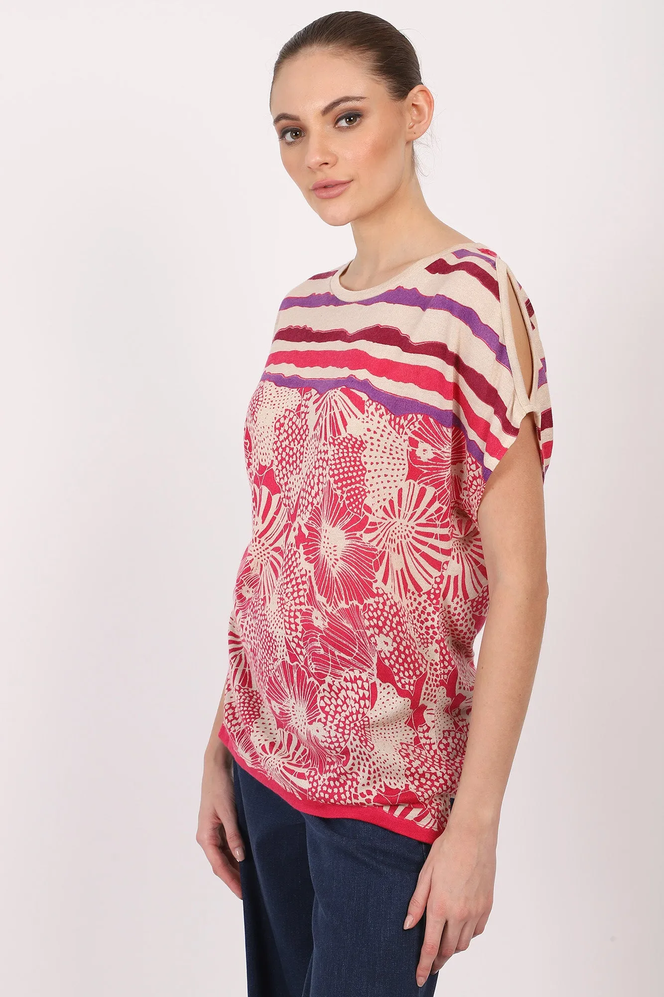 Silk Cashmere - Floral Monochrome Top