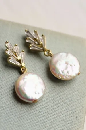 SILK PURSE SOW'S EAR ART DECO CRYSTAL PEARL EARRINGS