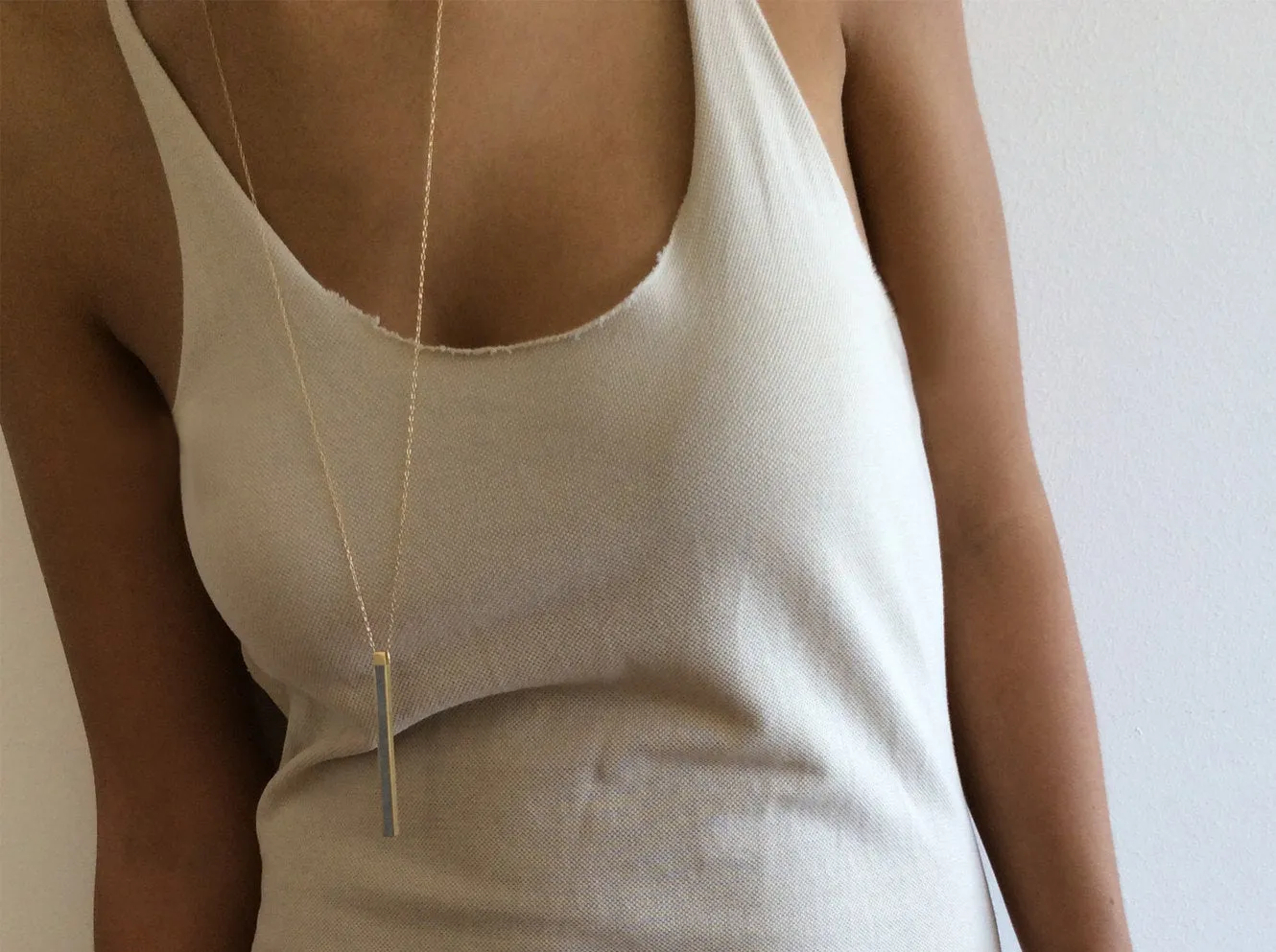 Silver Line Vertical Bar Necklace