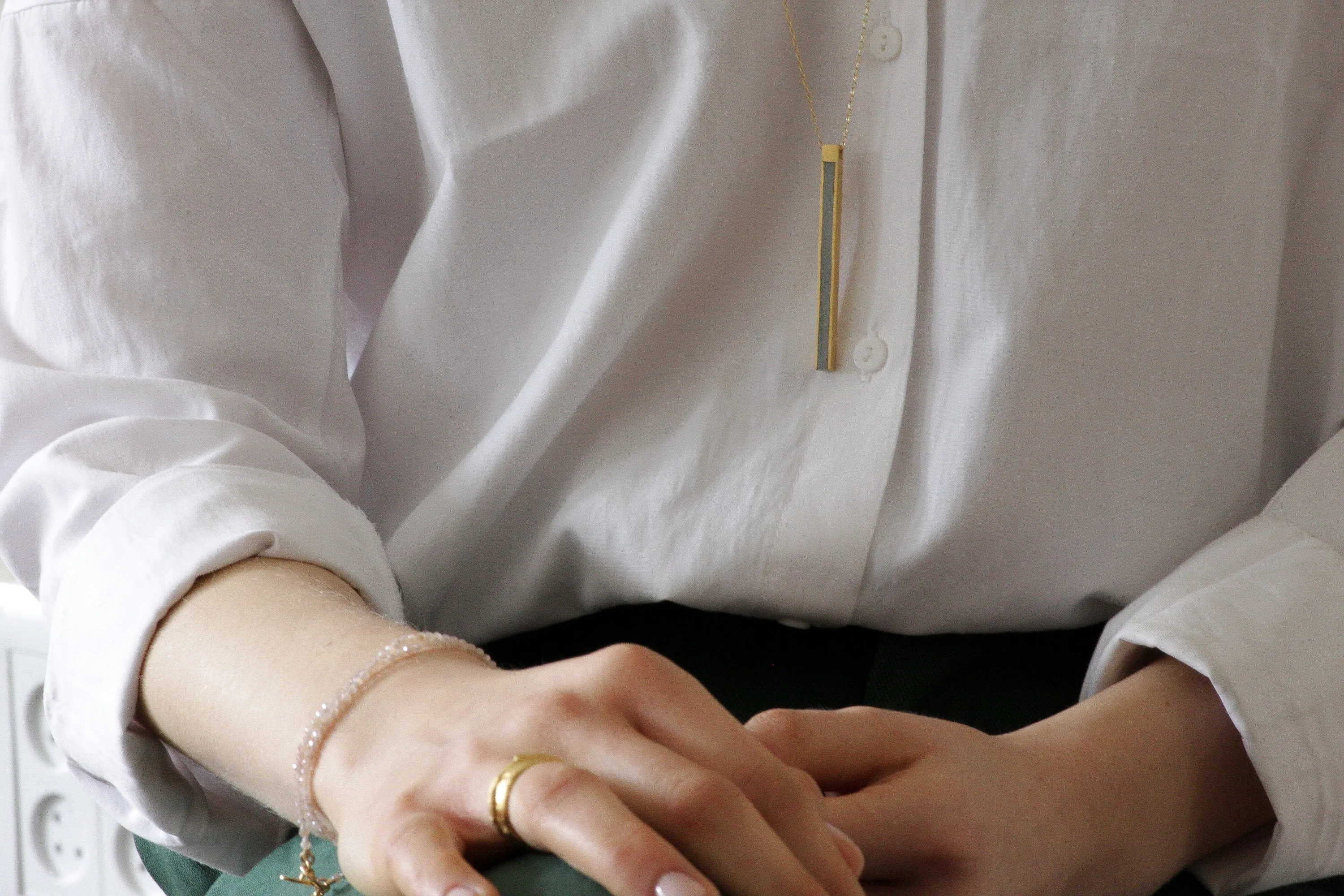Silver Line Vertical Bar Necklace