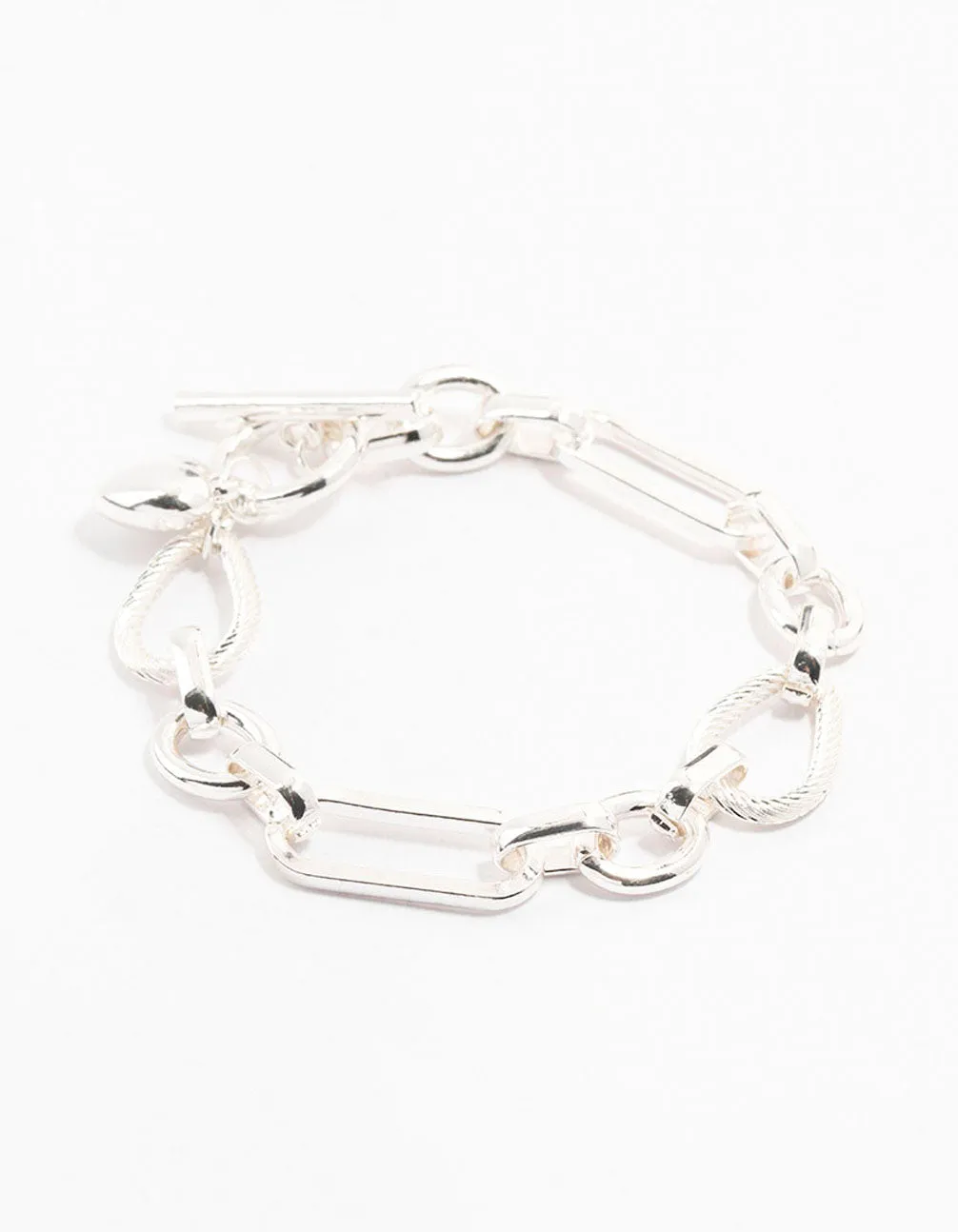 Silver Link & Hearts Bracelet