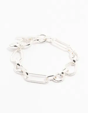 Silver Link & Hearts Bracelet