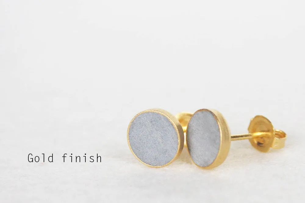 Silver Stack Dot Concrete Earrings