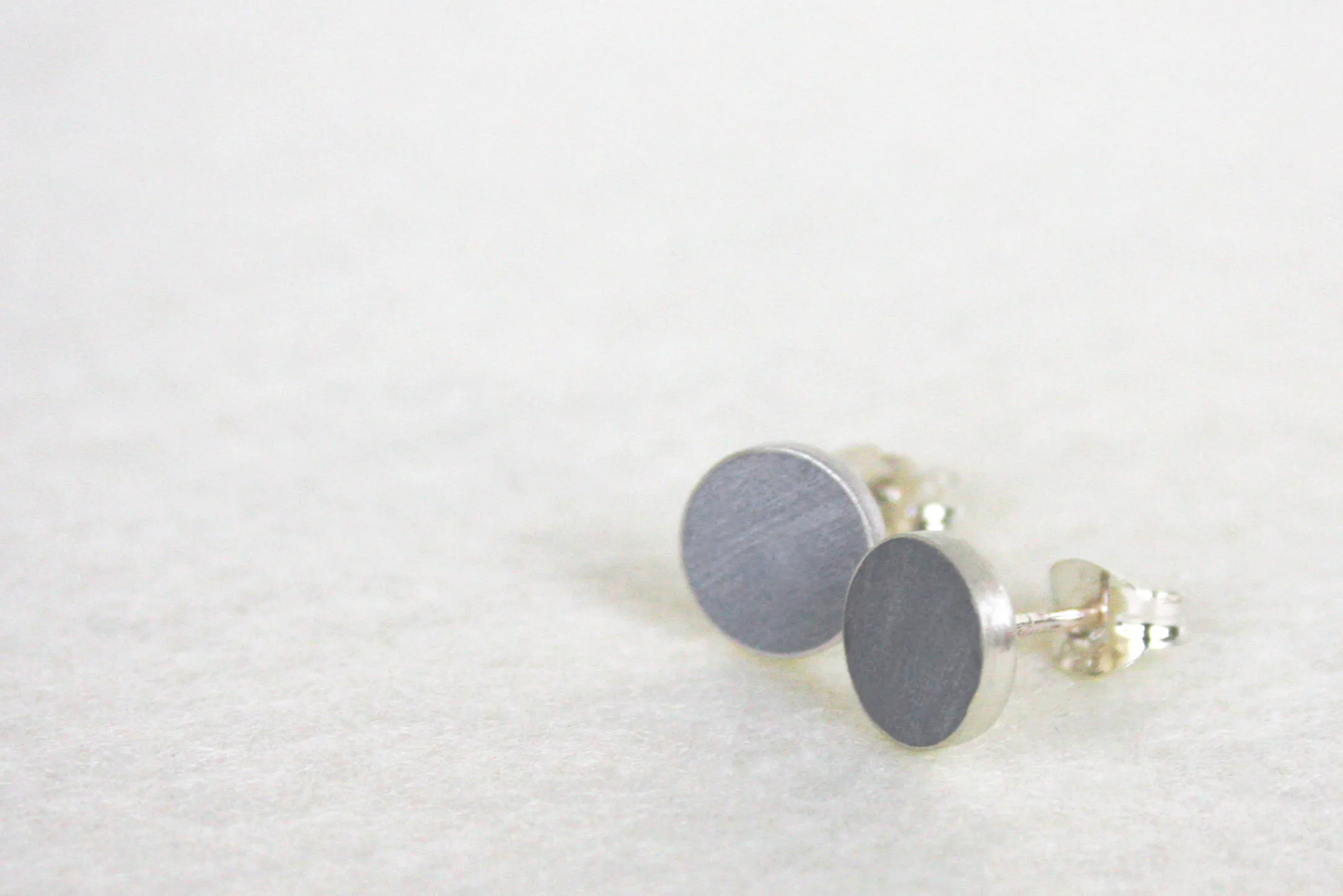 Silver Stack Dot Concrete Earrings