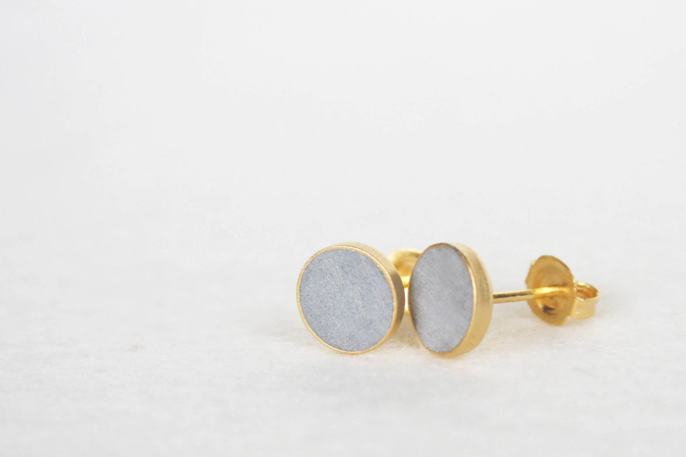Silver Stack Dot Concrete Earrings